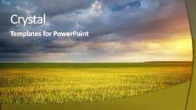  Presentation with beautiful green - Slide set featuring farm fields - beautiful landscape green meadow background and a seafoam green colored foreground