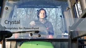  Presentation with tractor - Slides consisting of farm hand behind the wheel of a tractor seen through the windscreen background and a light blue colored foreground