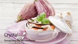  Presentation with recipe - Cool new slide deck with farm holiday - eggplants parmigiana traditional italian recipe backdrop and a  colored foreground