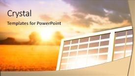  Presentation with solar eclipse and lunar eclipse - Cool new theme with illuminated solar panel against countryside backdrop and a lemonade colored foreground