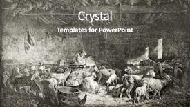  Presentation with journal - Presentation theme with old illustration of sheepfold interior original from an etching of c jacque was published on l'illustration journal universel paris 1860 background and a gray colored foreground