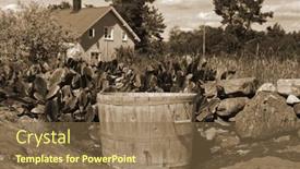  Presentation with farming - Slide set with farm-in-south-norway-ancient background and a tawny brown colored foreground