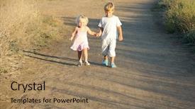  Presentation with love for country - Colorful theme enhanced with farm kids - brother and sister walking backdrop and a coral colored foreground