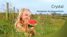 Presentation with cute - Beautiful theme featuring farm kids - cute blonde girl eats backdrop and a sky blue colored foreground