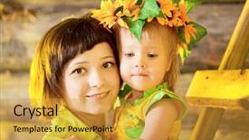  Presentation with pregnant mother fetus women - Beautiful PPT theme featuring farm kids - girl with mother backdrop and a  colored foreground