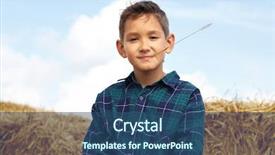  Presentation with man looking up happy - Beautiful slide set featuring farm kids - happy lad looking at camera backdrop and a  colored foreground