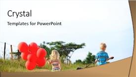  Presentation with helium - Slides featuring farm kids - two blonde children walking along background and a white colored foreground