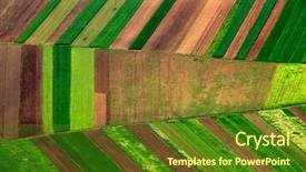  Presentation with agricultural - PPT theme consisting of farm land - aerial agricultural landscape background and a tawny brown colored foreground