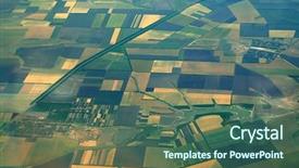  Presentation with farmland - Presentation theme having farm land - aerial photo of farmland background and a ocean colored foreground