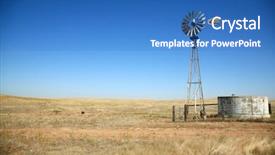  Presentation with old farm - PPT theme enhanced with farm land - beautiful old windmill water tower background and a teal colored foreground
