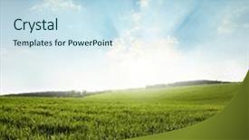  Presentation with subtle blue green - Audience pleasing presentation theme consisting of farm land - green meadow under blue sky backdrop and a sky blue colored foreground