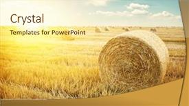  Presentation with roll - Slide deck enhanced with farm land - hay-roll on meadow against sunset background and a cream colored foreground