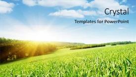  Presentation with summer wheat field blue - Slides featuring farm land - summer field and sunlight background and a light blue colored foreground