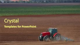  Presentation with plowing - Slide deck featuring farm land - tractor plowing the agicultural fields background and a tawny brown colored foreground
