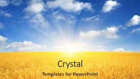  Presentation with sky sun - Slides featuring farm land - wheat field and sun background and a yellow colored foreground