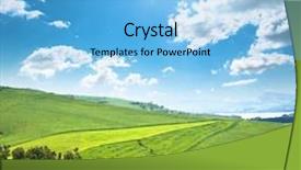  Presentation with blue green - Audience pleasing slides consisting of farm landscape - green fields against sunshine backdrop and a light blue colored foreground