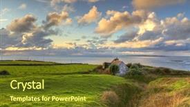  Presentation with farm house - Colorful theme enhanced with farm landscape - irish cottage house near backdrop and a tawny brown colored foreground
