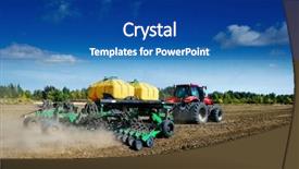  Presentation with plowing - PPT layouts consisting of farm landscape - tractor in a field plowing background and a ocean colored foreground
