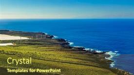  Presentation with wind turbines - Presentation theme with farm-landscape-with-wind-turbines background and a tawny brown colored foreground