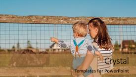  Presentation with woman child - Slide deck enhanced with farm looking at ostrich background and a coral colored foreground