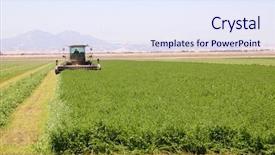  Presentation with crop - Amazing PPT theme having farm mechanization - combine harvester cutting an alfalfa backdrop and a sky blue colored foreground