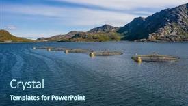  Presentation with norway - PPT layouts featuring farm salmon fishing in norway background and a ocean colored foreground