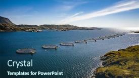  Presentation with norway - Presentation featuring farm-salmon-fishing-in-norway background and a ocean colored foreground