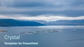  Presentation with norway - Colorful PPT layouts enhanced with farm-salmon-fishing-in-norway backdrop and a ocean colored foreground