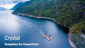  Presentation with farm machines in agriculture - Colorful theme enhanced with farm salmon fishing in norway backdrop and a teal colored foreground