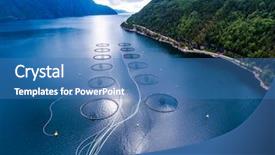  Presentation with aerial - Beautiful slide set featuring farm salmon fishing in norway backdrop and a teal colored foreground