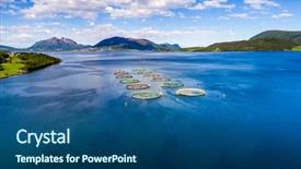  Presentation with norway - Slides with farm salmon fishing in norway background and a ocean colored foreground
