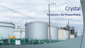  Presentation with tank farm - Colorful PPT layouts enhanced with farm security - fuel storage tank in industrial backdrop and a sky blue colored foreground