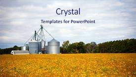  Presentation with crops - Presentation theme featuring farm silos storage towers background and a sky blue colored foreground