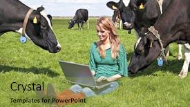  Presentation with love between man and woman - Colorful slide deck enhanced with farm technologi - young beautiful woman with her backdrop and a  colored foreground