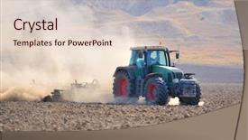  Presentation with plowing - PPT theme with farm tractor on field background and a lemonade colored foreground