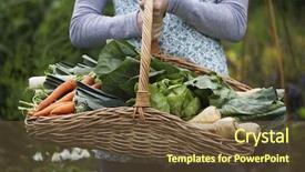  Presentation with vegetable farm - Slide set enhanced with farm vegetables - closeup midsection of a woman background and a tawny brown colored foreground