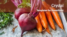  Presentation with old farm - PPT theme featuring farm vegetables - fresh organic carrots and beetroot background and a tawny brown colored foreground