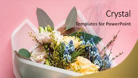  Presentation with colourful flower - Theme with farm wedding - beautiful colourful flower bouquet background and a lemonade colored foreground