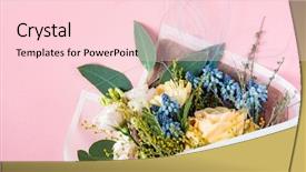  Presentation with colourful flower - Colorful PPT layouts enhanced with farm wedding - beautiful colourful flower bouquet backdrop and a lemonade colored foreground