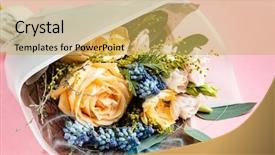  Presentation with colourful flower - Slides having farm wedding - beautiful colourful flower bouquet background and a yellow colored foreground