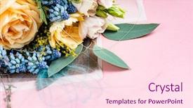  Presentation with colourful flower - Amazing presentation theme having farm wedding - beautiful colourful flower bouquet backdrop and a pink colored foreground