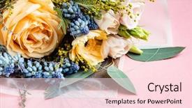  Presentation with colourful flower - Cool new PPT layouts with farm wedding - beautiful colourful flower bouquet backdrop and a lemonade colored foreground