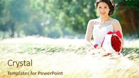  Presentation with bride - Cool new slide deck with farm wedding - portrait of beautiful bride backdrop and a cream colored foreground