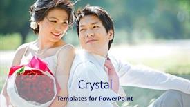  Presentation with bride and groom - Beautiful PPT theme featuring farm wedding - portrait of bride and groom backdrop and a  colored foreground