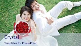  Presentation with bride and groom - Slides having farm wedding - portrait of bride and groom background and a sky blue colored foreground