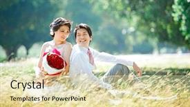  Presentation with bride and groom - Audience pleasing slide deck consisting of farm wedding - portrait of bride and groom backdrop and a  colored foreground