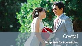  Presentation with romantic - Slide deck consisting of farm wedding - portrait of romantic bride background and a  colored foreground