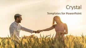  Presentation with romantic birthday couple celebrate - PPT theme consisting of farm wedding - romantic couple exploring at gold background and a  colored foreground