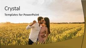  Presentation with romantic love - PPT theme consisting of farm wedding - romantic couple on a love background and a white colored foreground