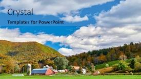  Presentation with barn - Beautiful presentation theme featuring red barn and silos backdrop and a light blue colored foreground